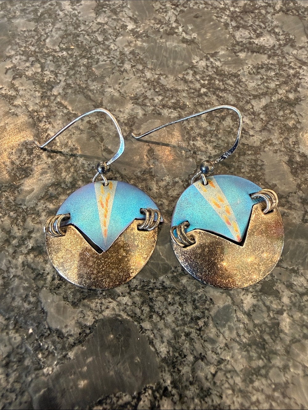 Vintage Handcrafted Blue and silver Round Drop Earrings – Women Jewelry